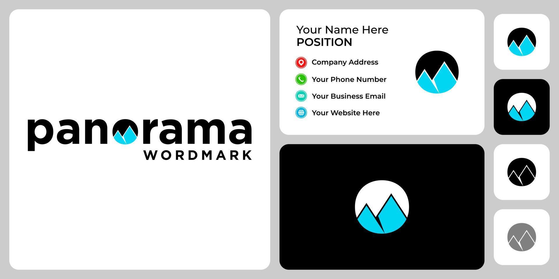 Letter O wordmark panorama logo design with business card template. vector