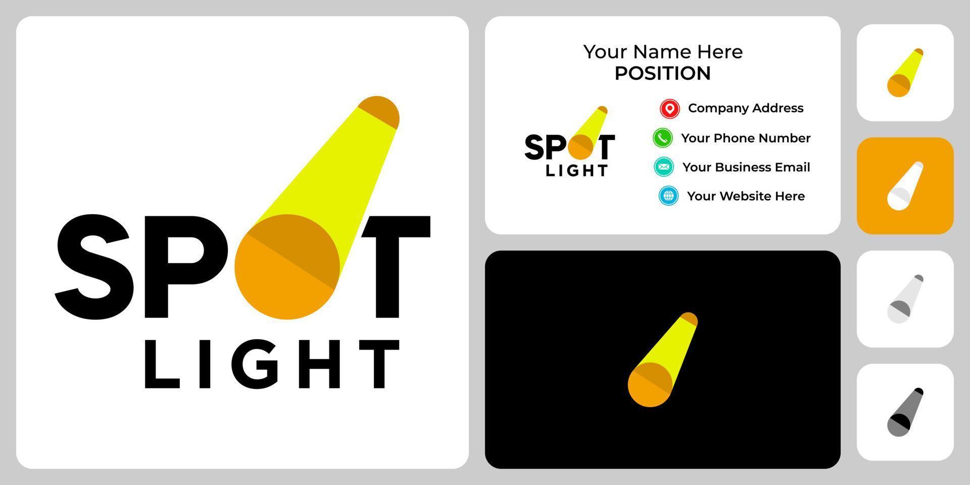 Abstract spotlight logo design with business card template. vector