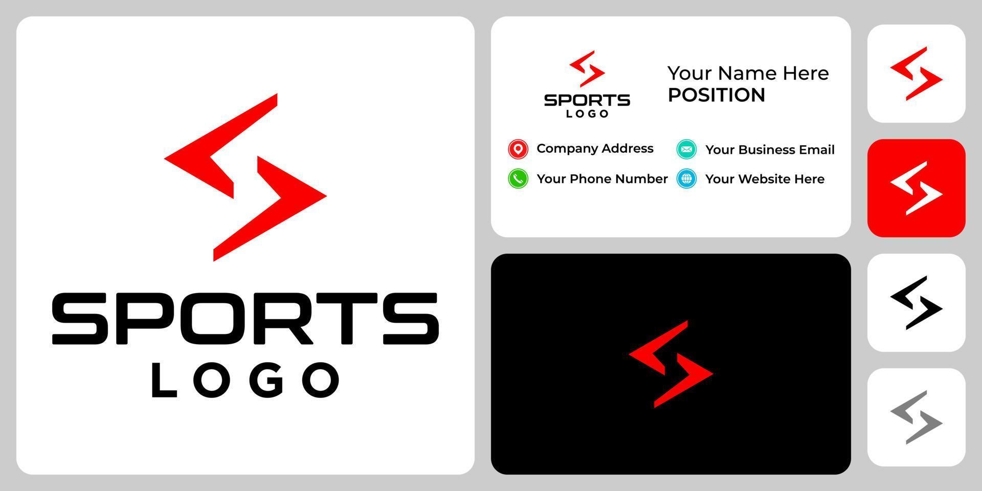 Letter S monogram sport logo design with business card template. vector