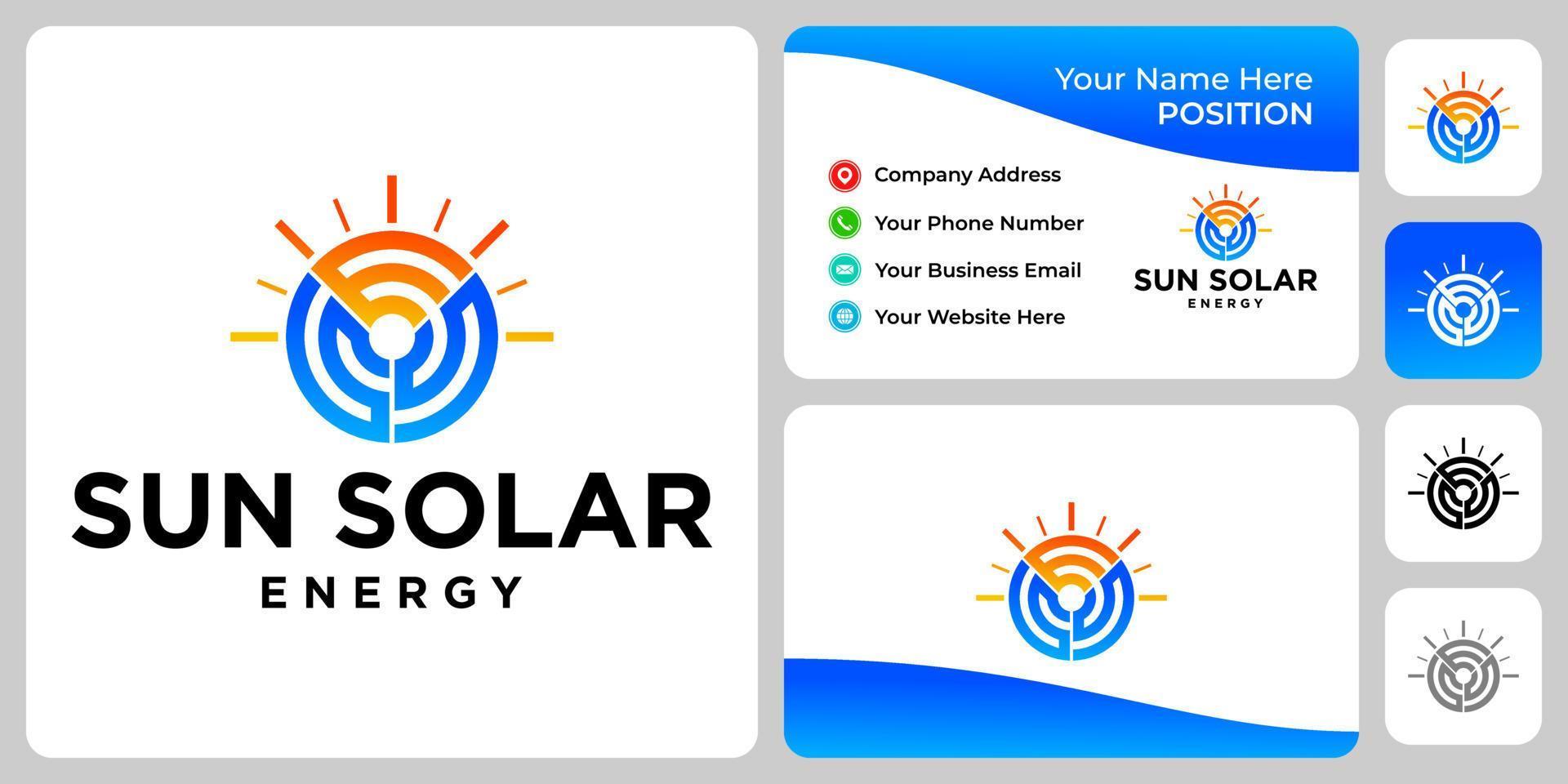 Letter SSE monogram solar power industry logo design with business card template. vector