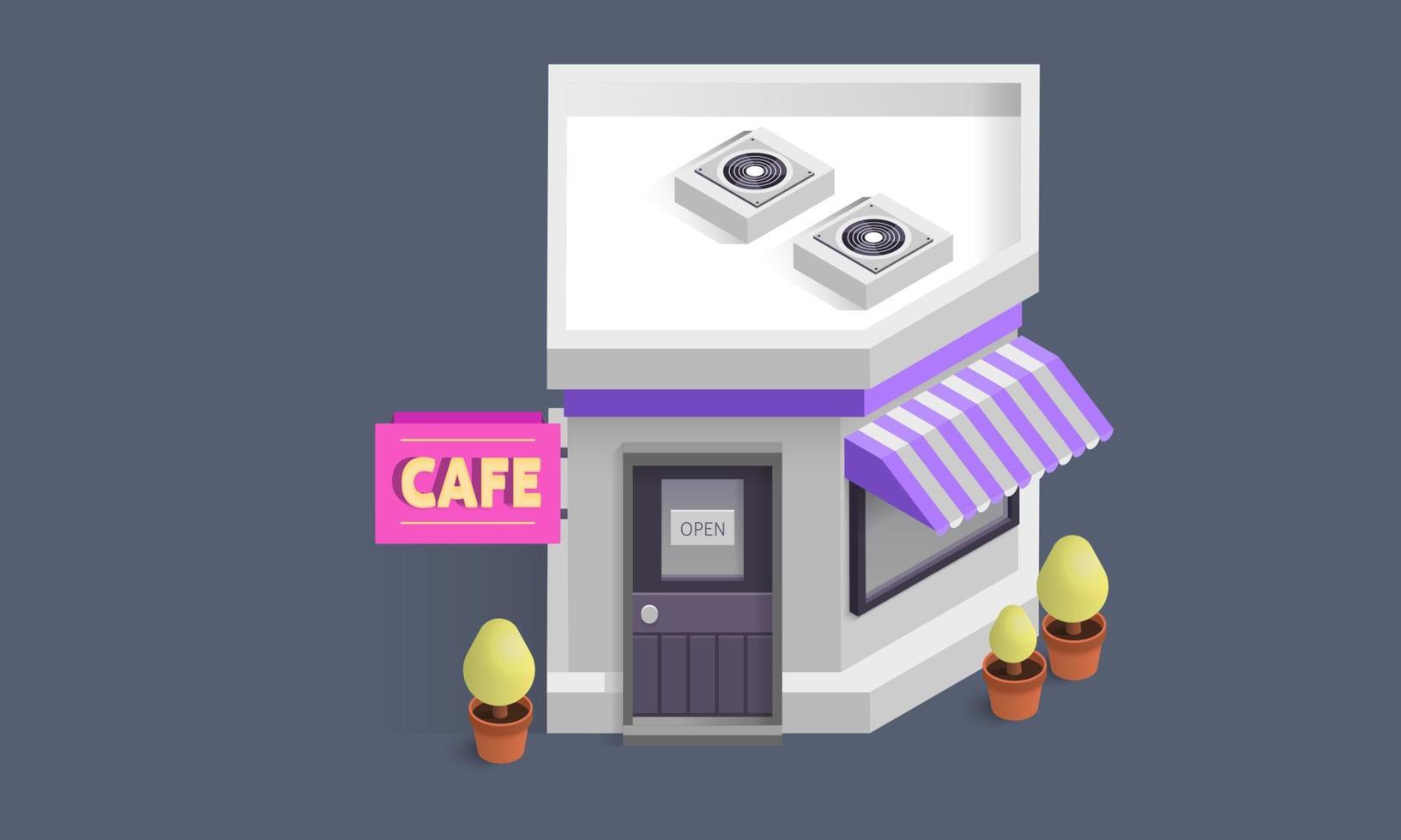 street restaurant and cafe isometric vector