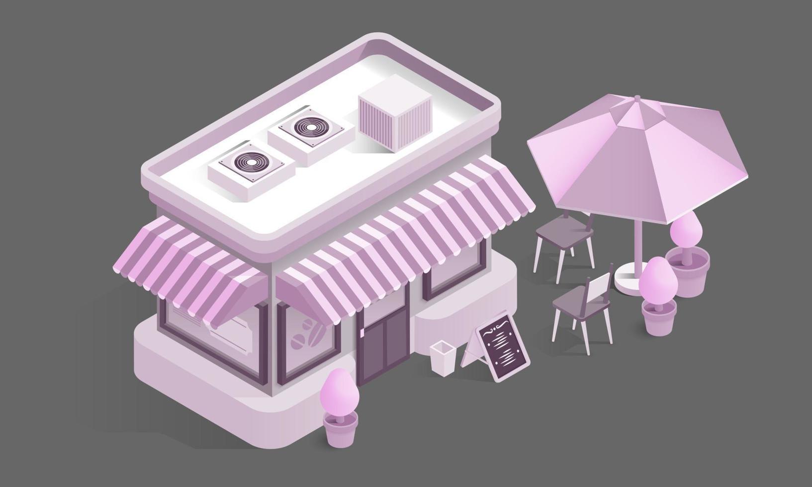 street restaurant and cafe isometric vector