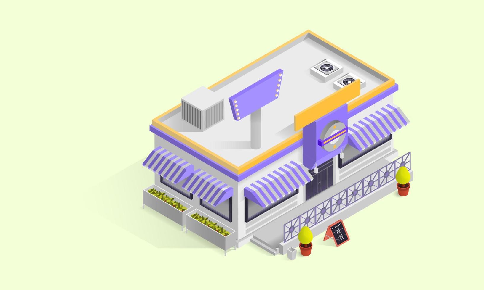 street restaurant and cafe isometric vector