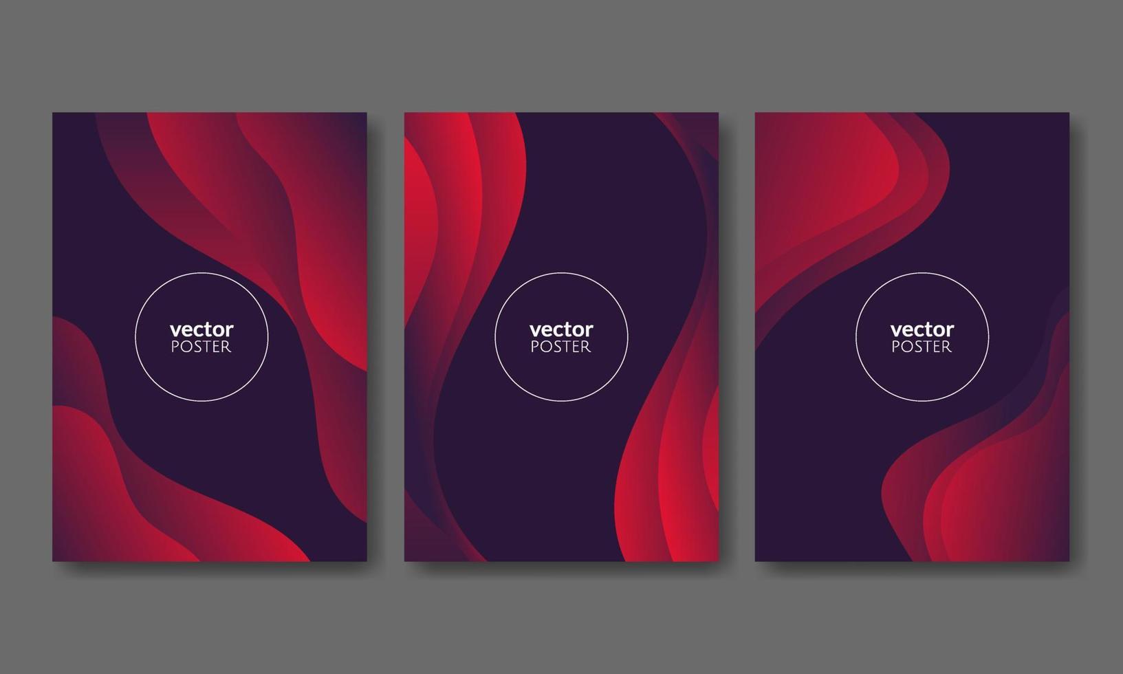 establecer plantilla de portada de diseño con efecto líquido rojo vector