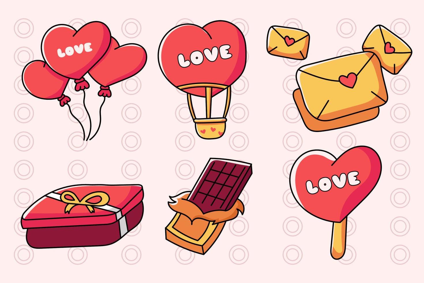 collection of cute valentine elements hand draw vector