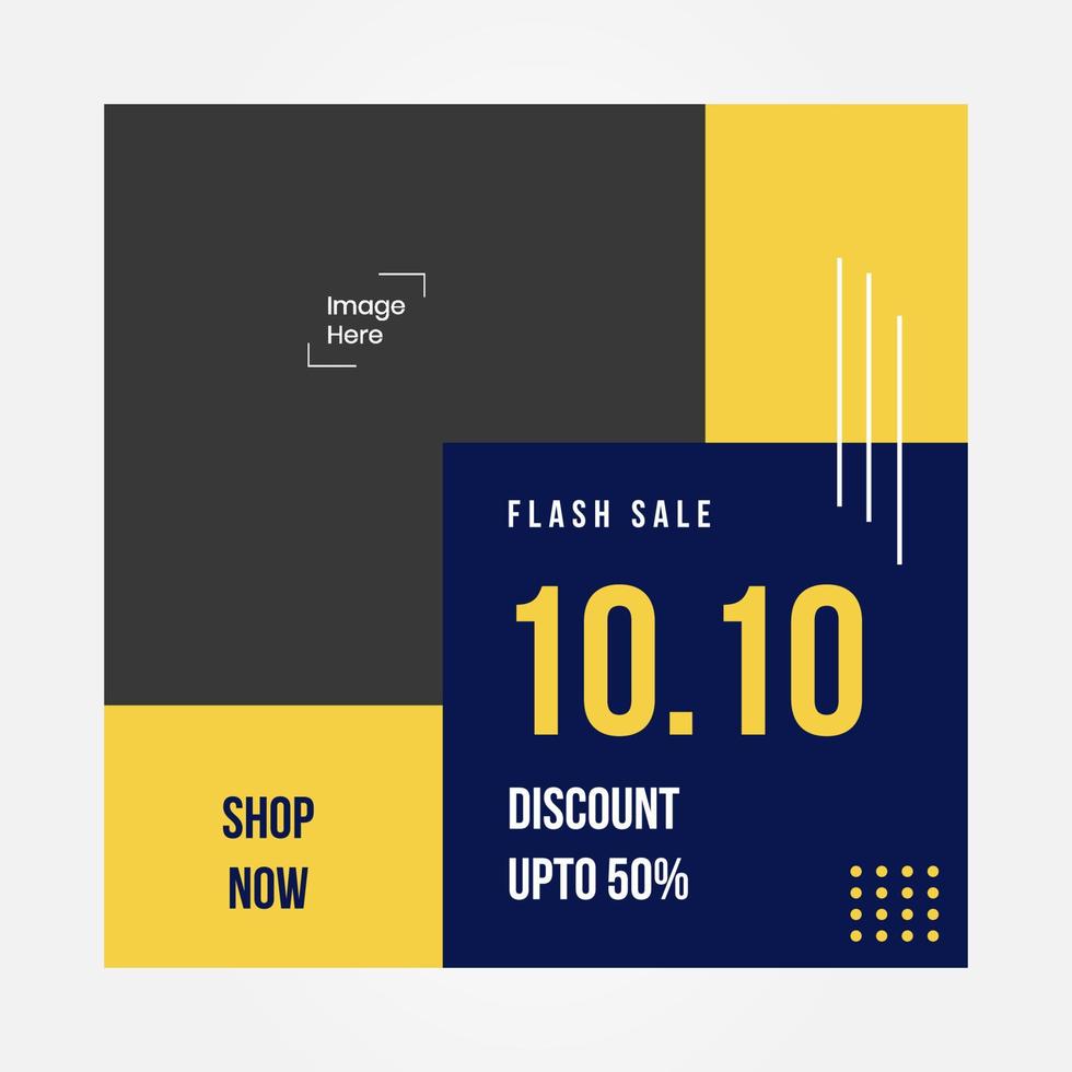 Yellow post banner square flash sale, suitable for content media social, media promotion vector