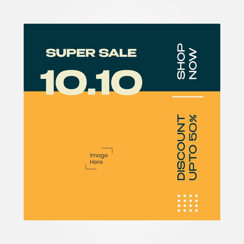 Orange post banner square super sale, suitable for content media social, media promotion vector