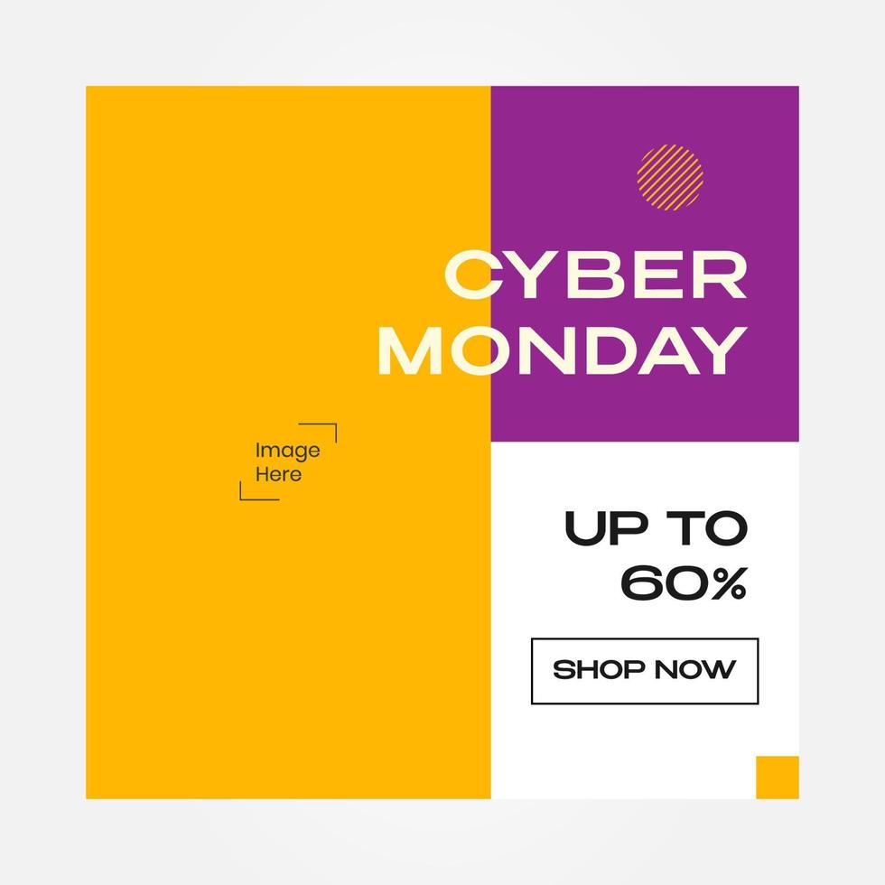 Feed banner square cyber monday design template vector