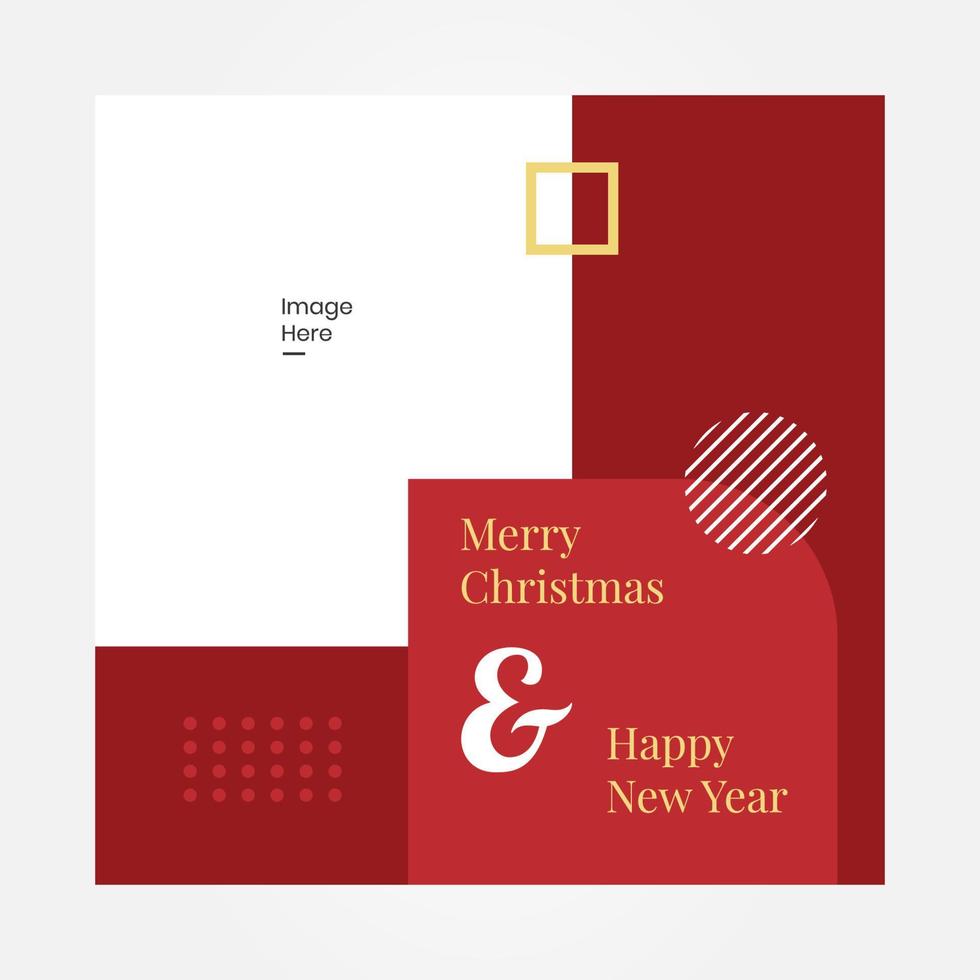 Red posting merry christmas design template, suitable for content media social vector