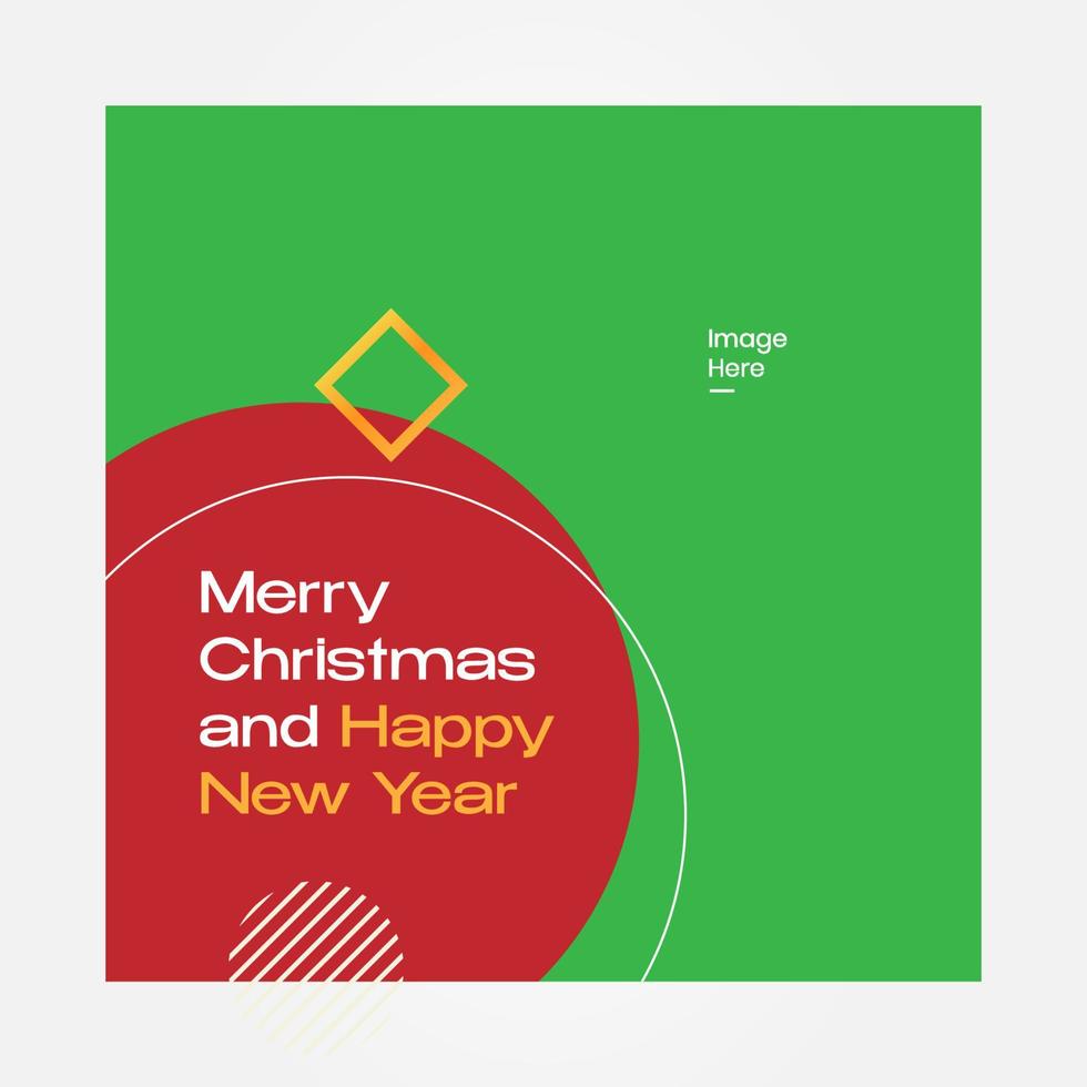 Green post merry christmas design template, suitable for content media social vector