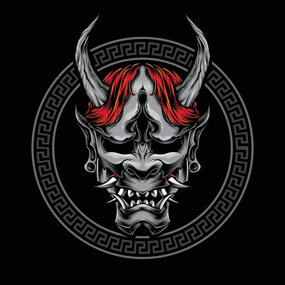 japanese oni mask vector logo