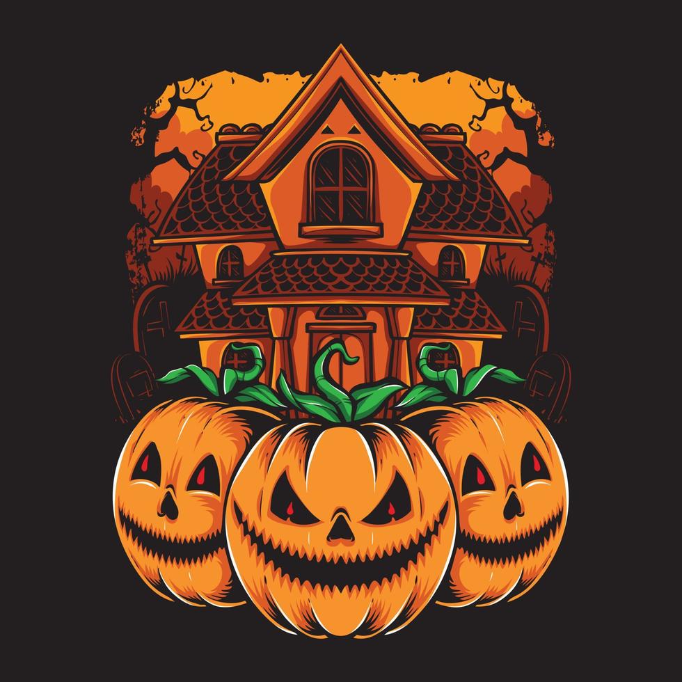 plantilla de cartel de halloween de calabazas de miedo vector