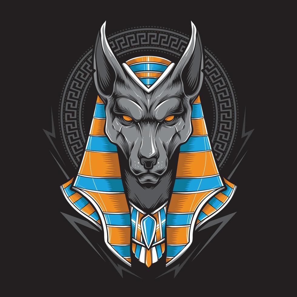 diseño de camiseta de vector de anubis egipcio