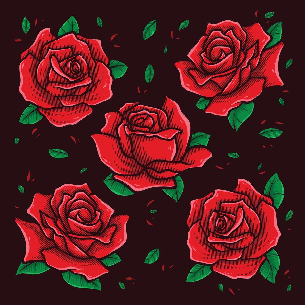 red rose flower vector art