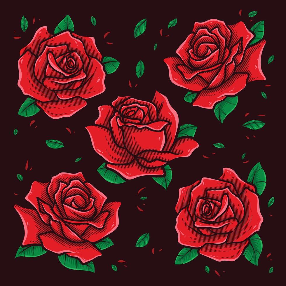 arte de vector de flor rosa roja