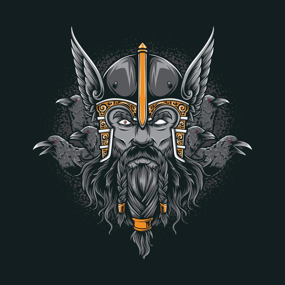 odin with raven vector logo