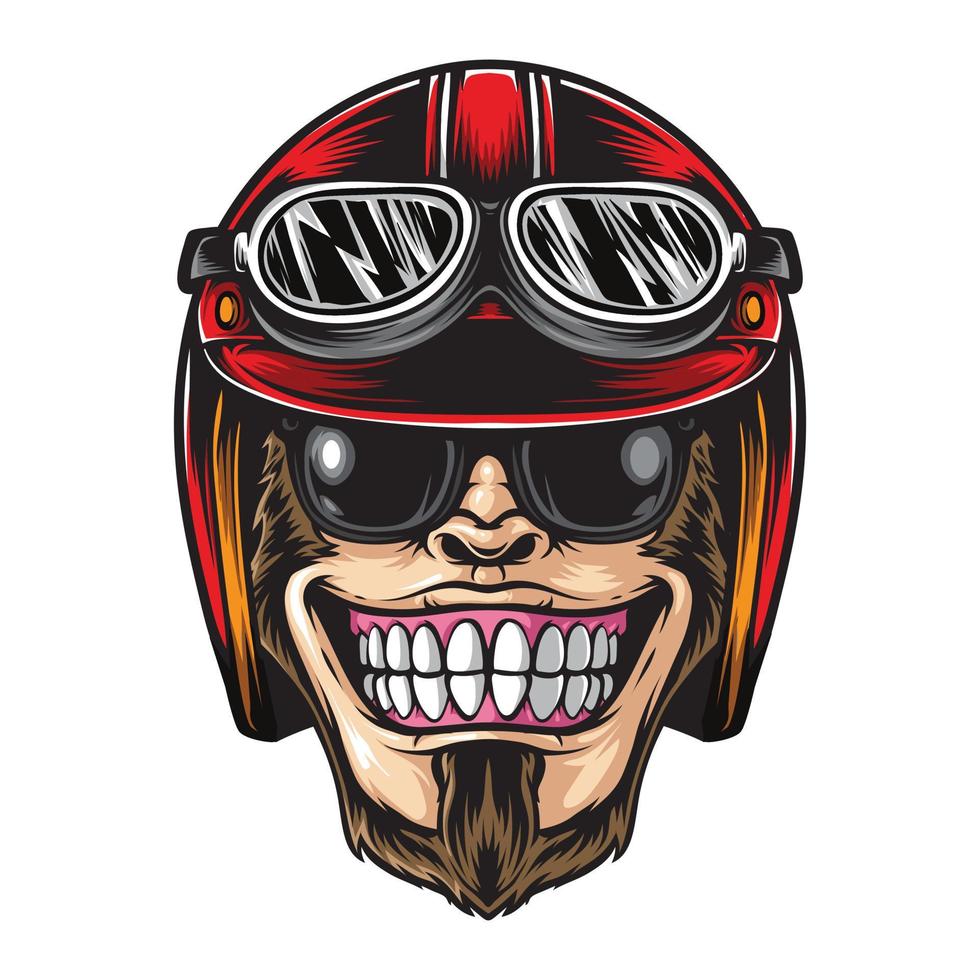 mono sonriente con casco vector