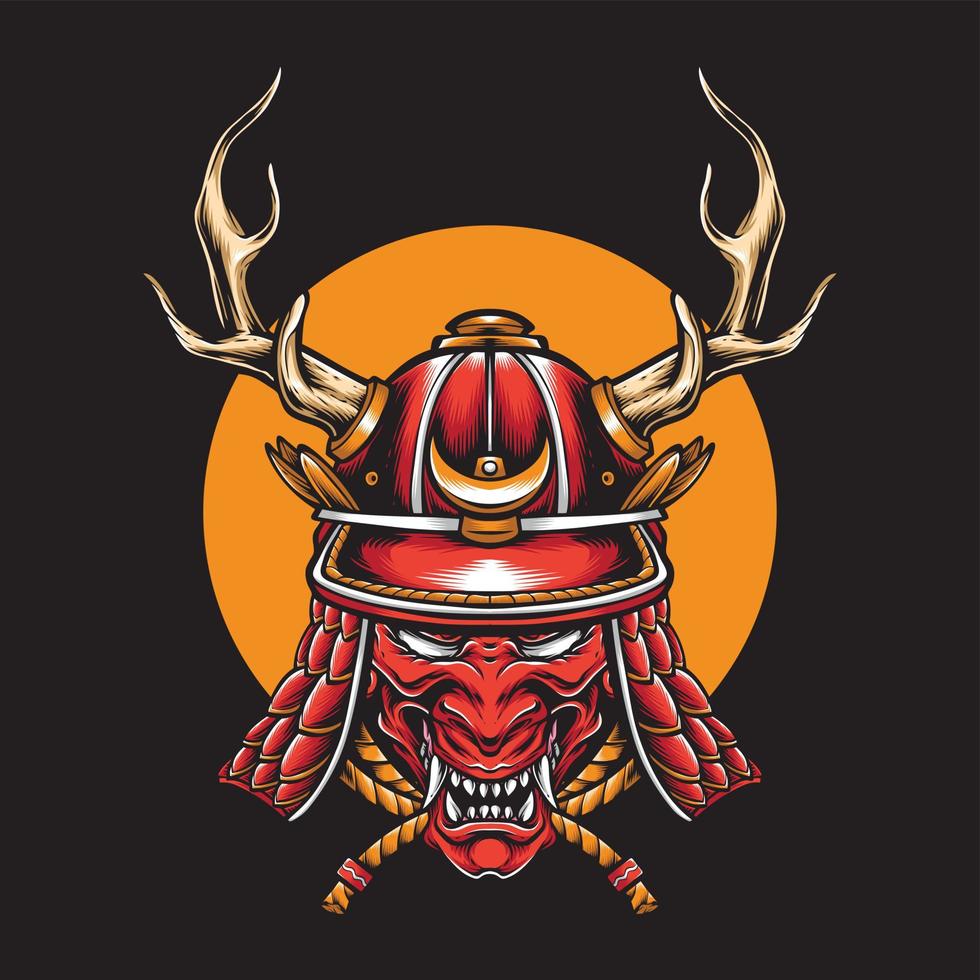 kabuto samurai head armor vector