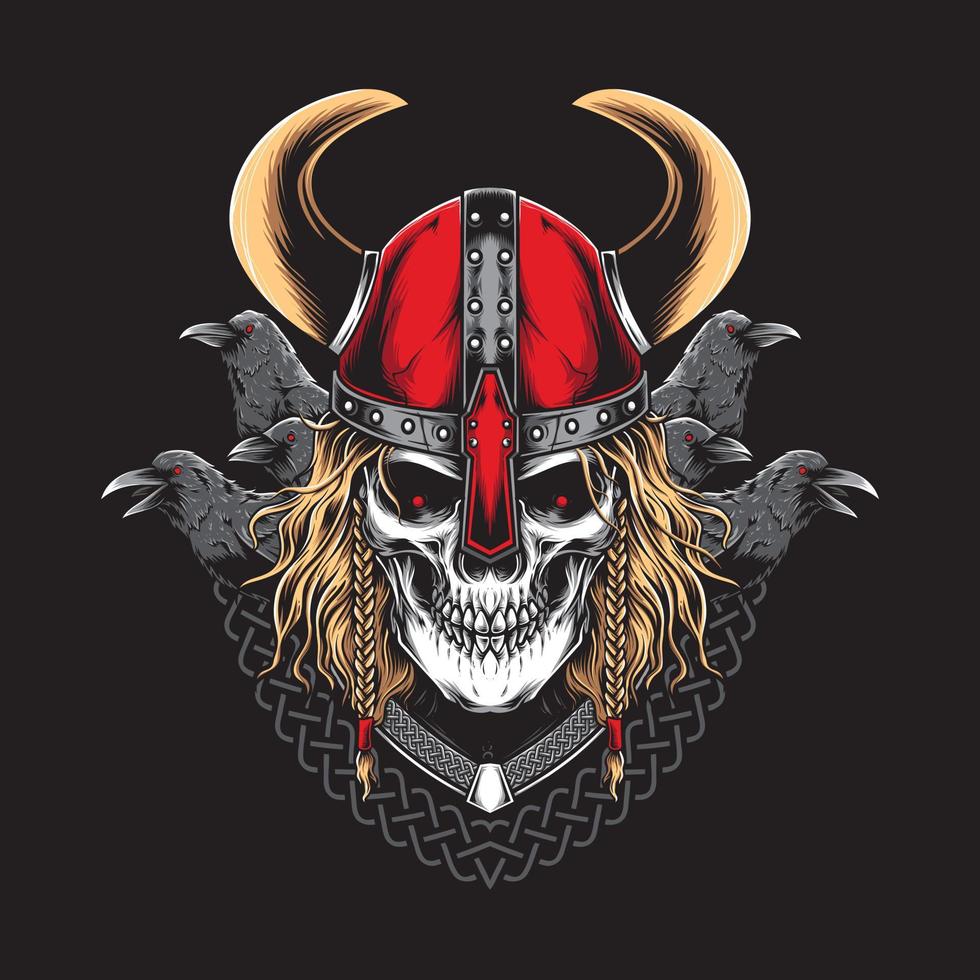 viking warrior with raven vector