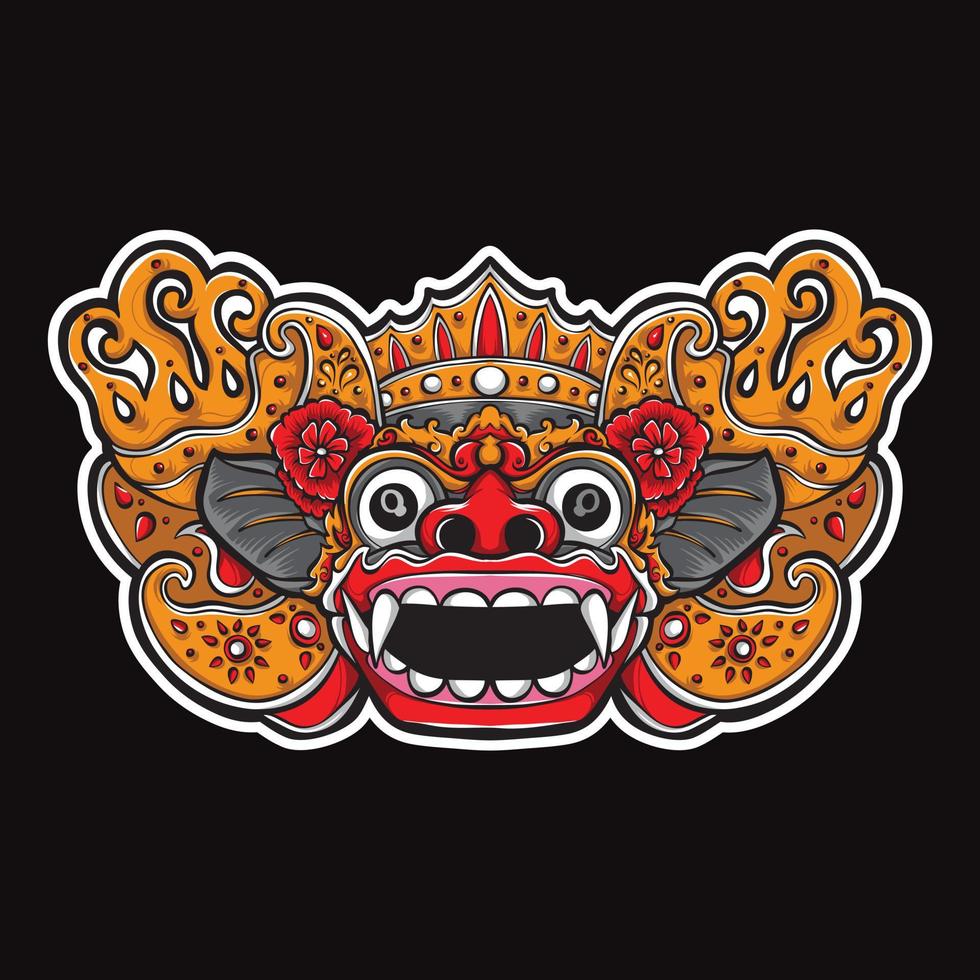 ilustración de vector de máscara de barong balinés