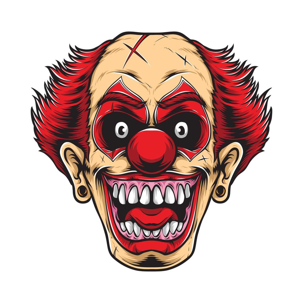scary red clown vector logo