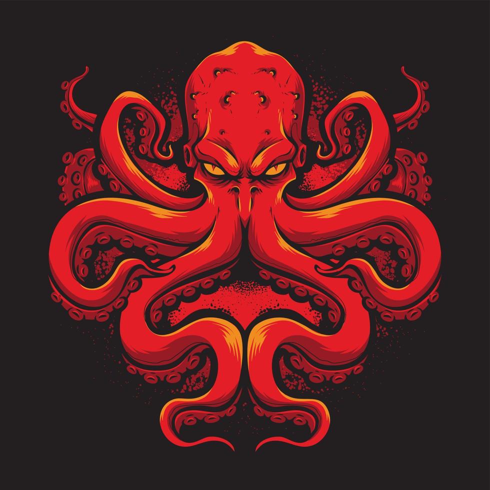 angry red octopus vector logo