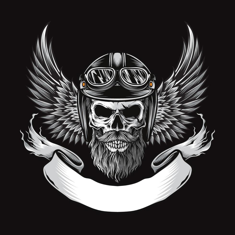 motociclista calavera con vector de ala