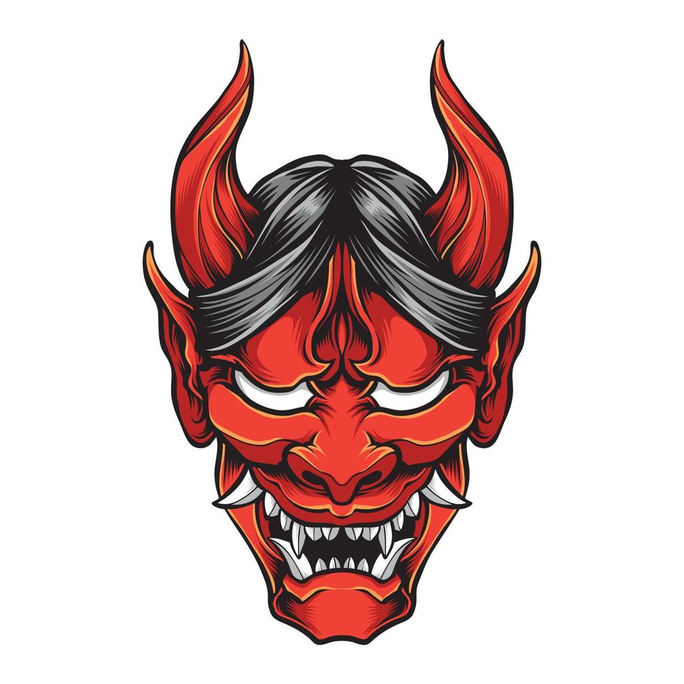 red oni mask vector illustration