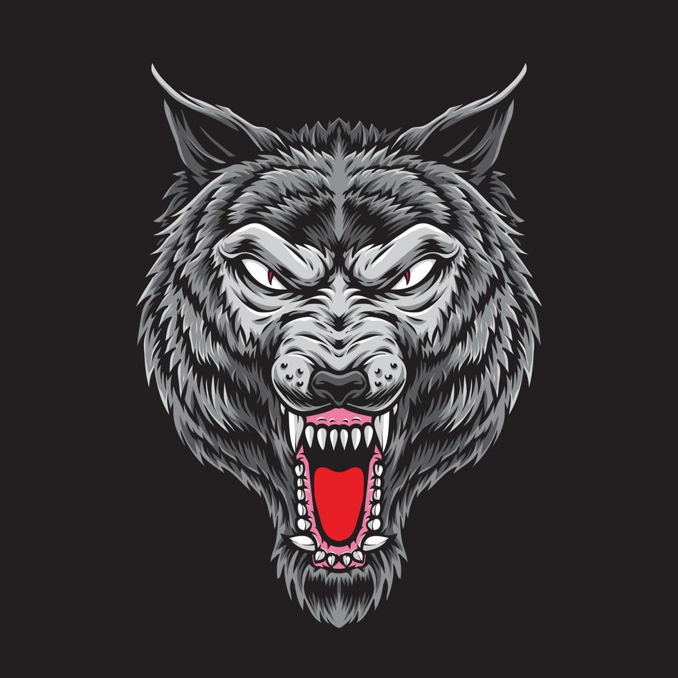 anger wolf head vector logo