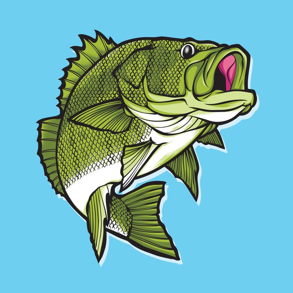 big bass fish vector logo