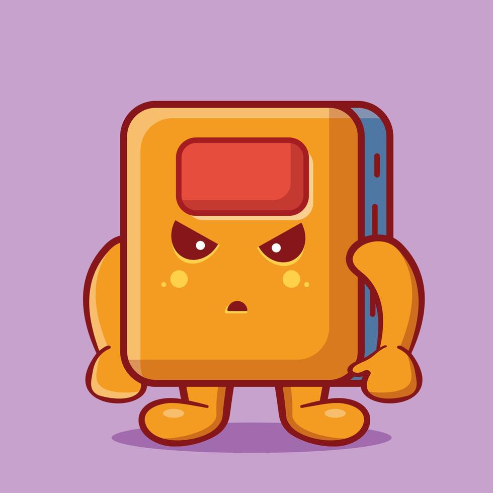 cute book mascot with mad expression isolated cartoon in flat style vector