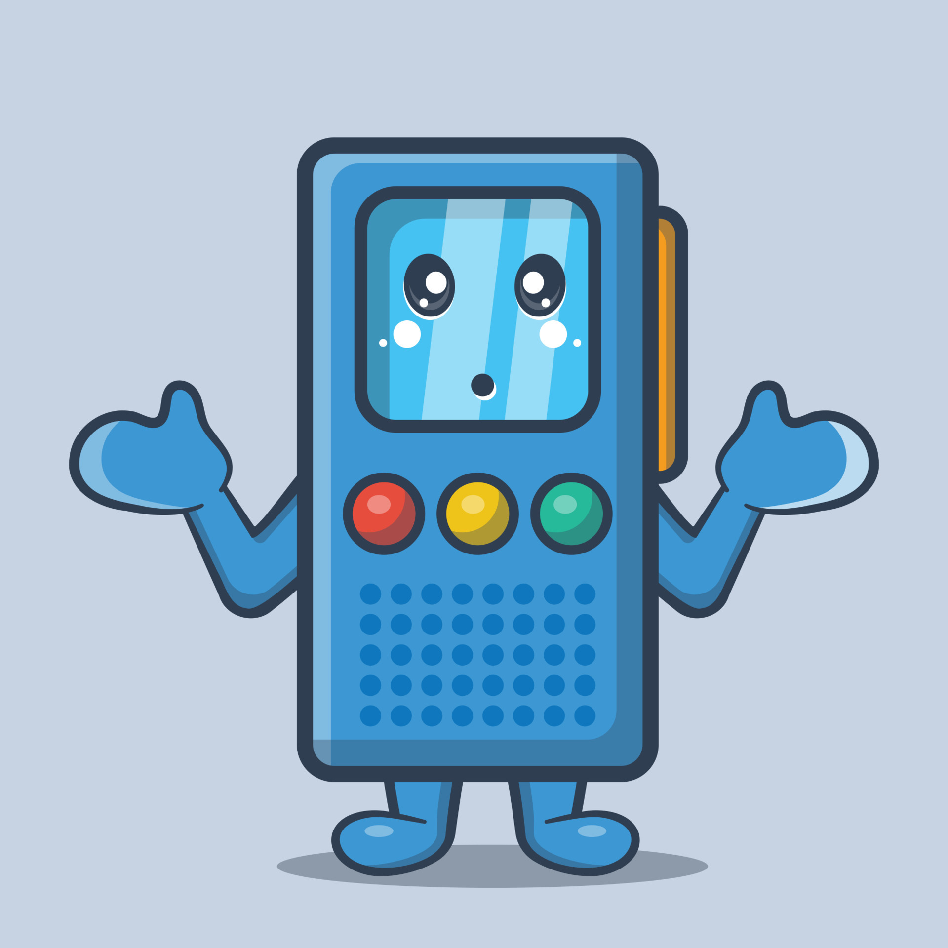 voice recorder character mascot with confused gesture isolated cartoon