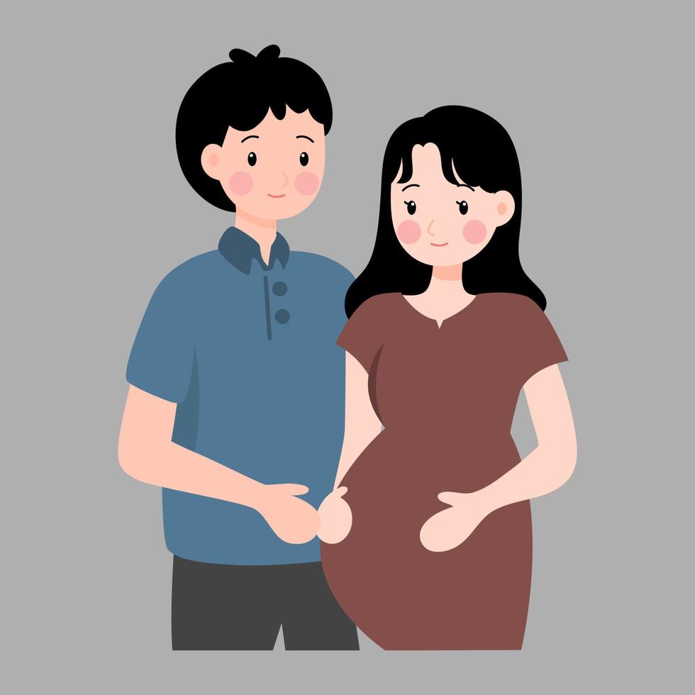 ilustración de pareja embarazada vector