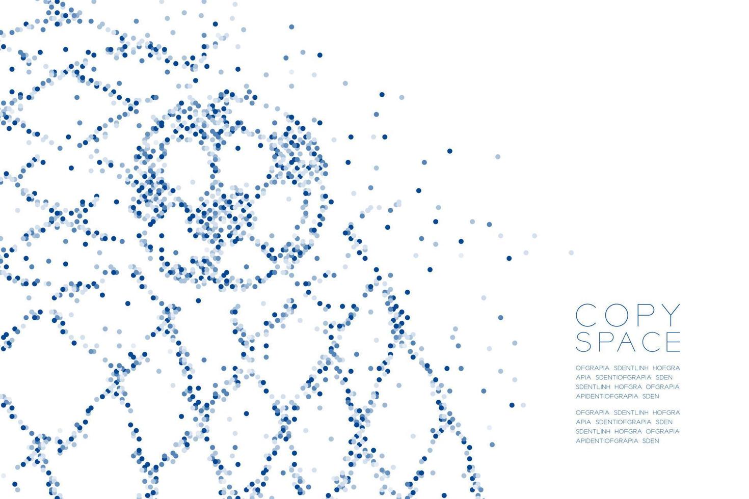 Abstract Geometric Circle dot molecule particle pattern Football or Soccer ball in goal shape, VR technology Sport concept blue color illustration isolated on white background with copy space, vector