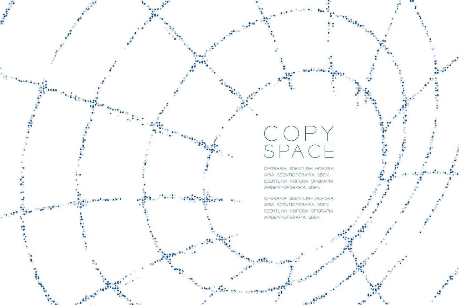 Abstract Geometric Circle dot molecule particle pattern Wireframe shape, VR technology Internet concept design blue color illustration isolated on white background with copy space, vector eps 10