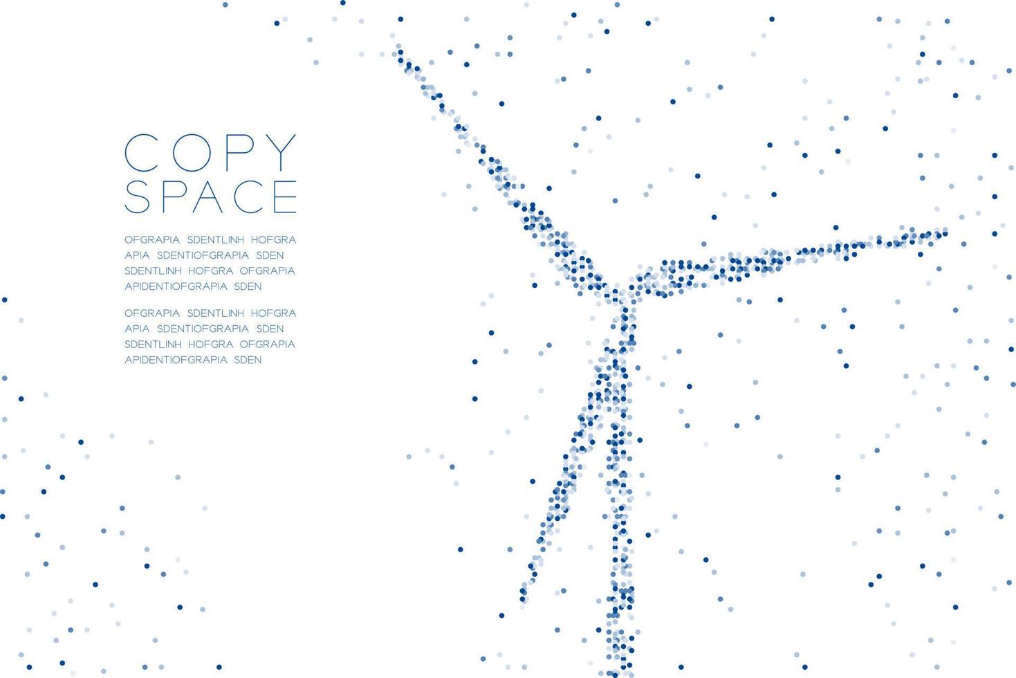 Abstract Geometric Circle dot molecule particle pattern Wind Turbine shape, VR technology Ecology clean power concept blue color illustration isolated on white background with copy space, vector eps