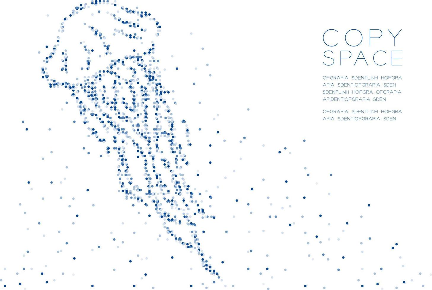 Abstract Geometric Circle dot molecule particle pattern Jellyfish shape, VR technology aquatic animal and marine life concept design blue color illustration isolated on white background, copy space vector