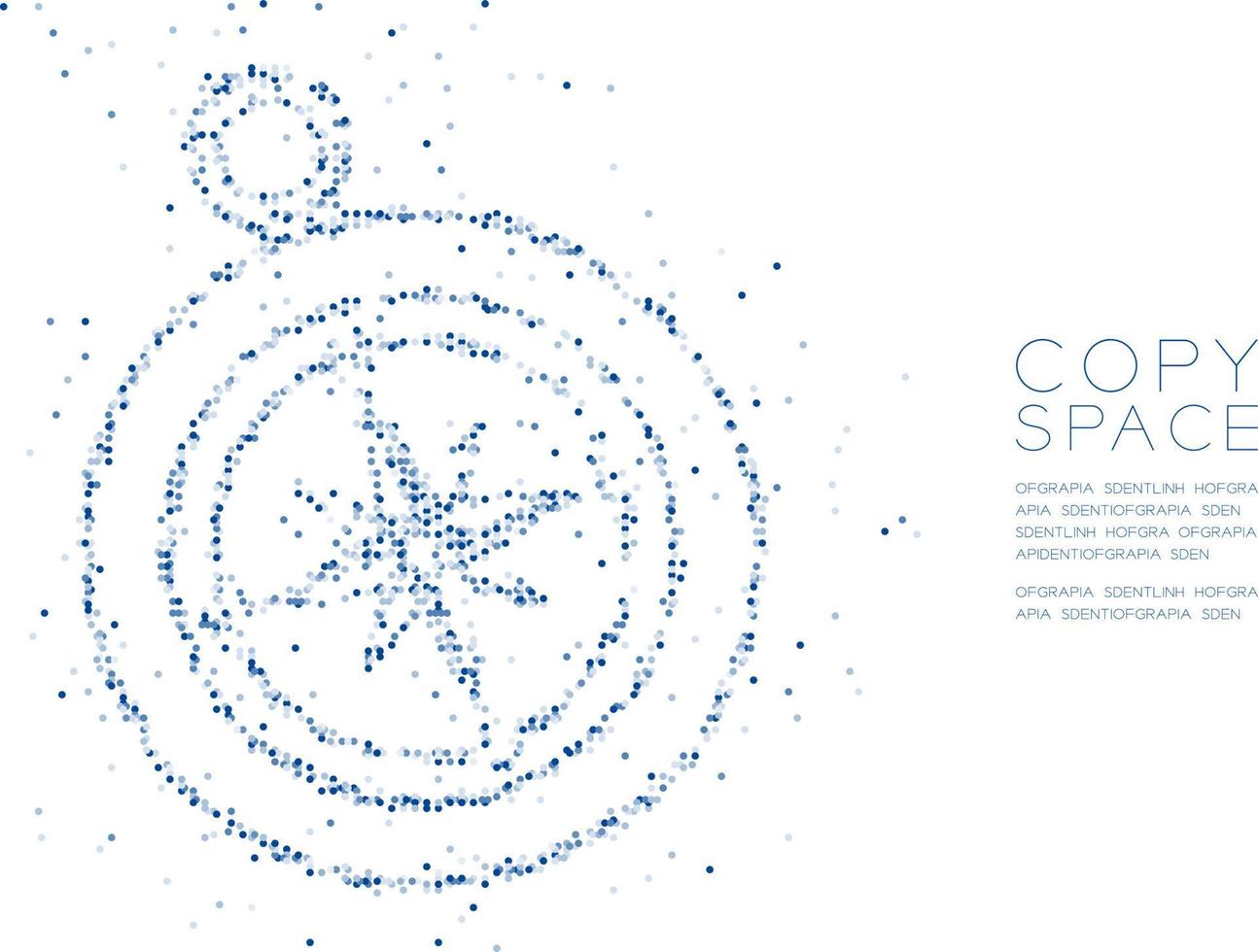 forma de brújula de patrón de partículas de molécula de punto de círculo geométrico abstracto, ilustración de color azul de diseño de concepto de viaje de tecnología vr aislado en fondo blanco con espacio de copia, vector eps 10