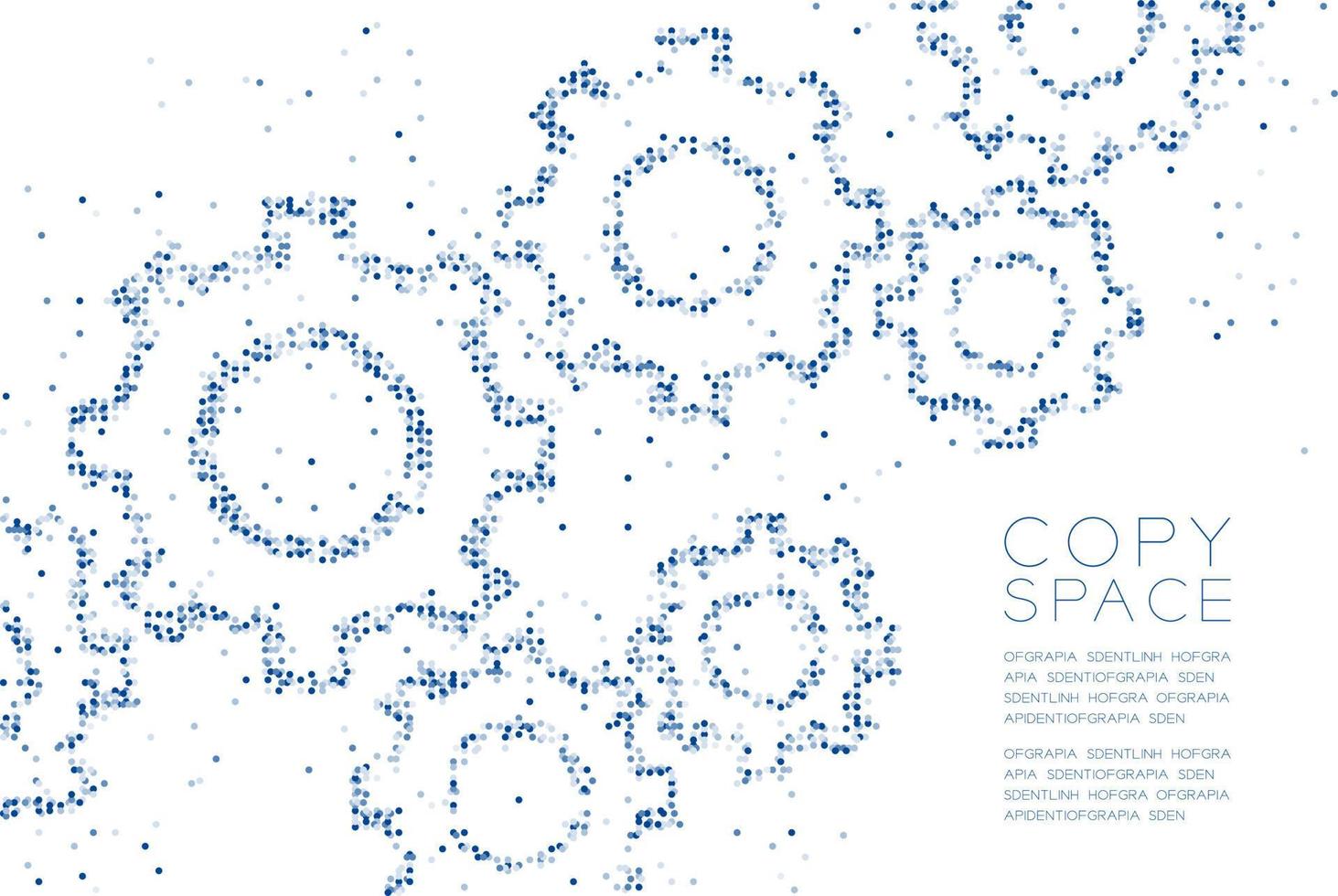 Abstract Geometric Circle dot molecule particle pattern Engineering Gear shape, VR technology system concept design blue color illustration isolated on white background with copy space, vector eps 10