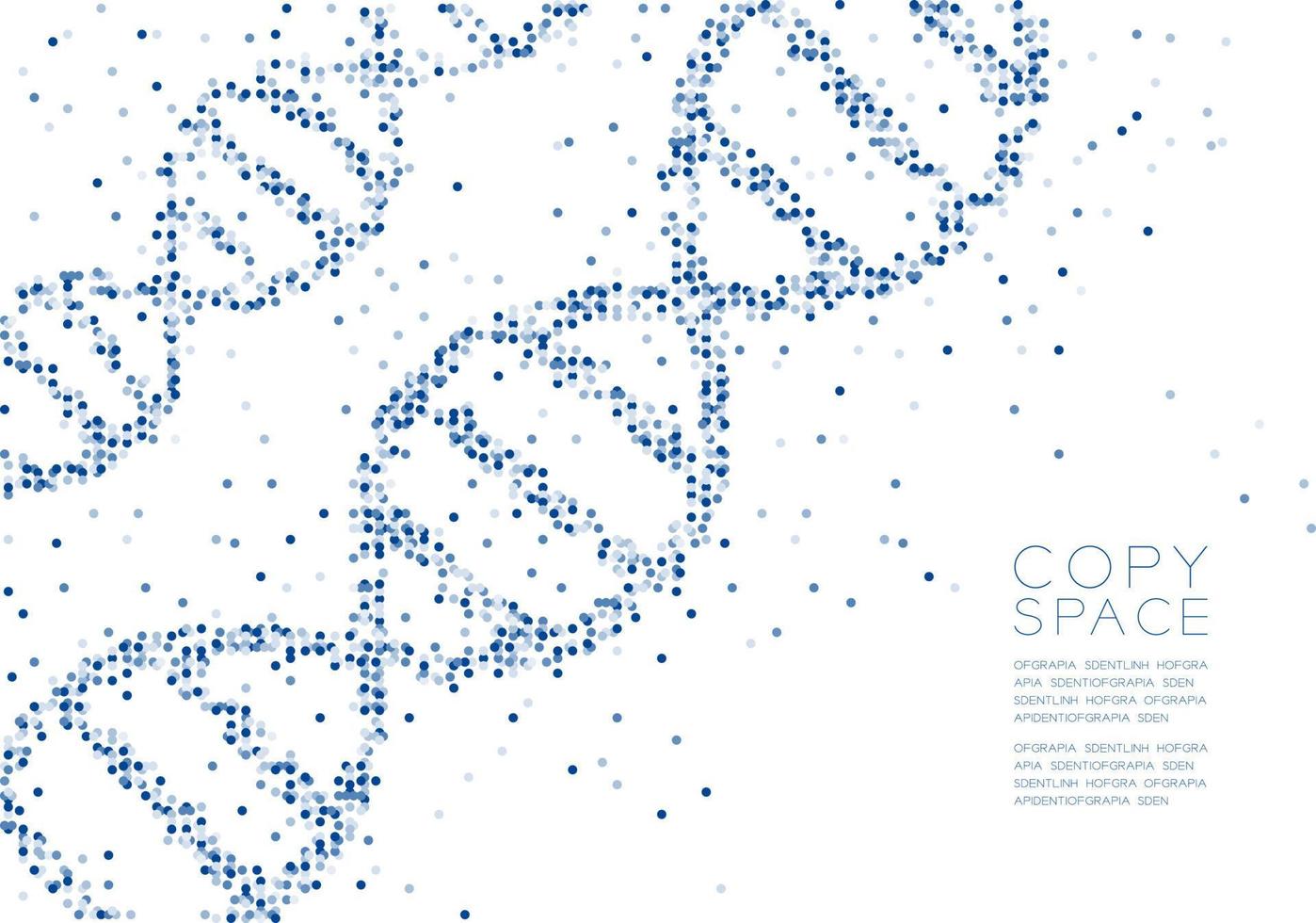 círculo geométrico abstracto punto molécula partícula patrón forma de adn, vr tecnología ciencia concepto diseño azul color ilustración aislado sobre fondo blanco con espacio de copia, vector eps 10