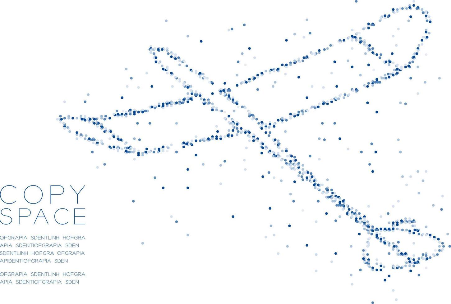 Abstract Geometric Circle dot molecule particle pattern Glider plane shape, VR technology business travel concept design blue color illustration isolated on white background with copy space, vector