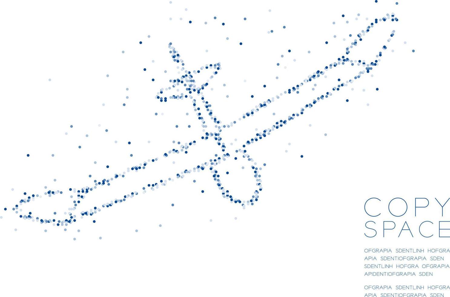 Abstract Geometric Circle dot molecule particle pattern Glider plane shape, VR technology business travel concept design blue color illustration isolated on white background with copy space, vector