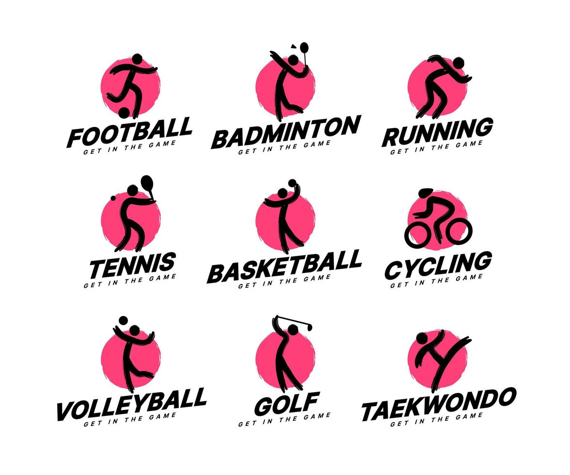 conjunto de torneo de iconos deportivos, concepto de logotipo de club deportivo. Ilustraciones de vectores de diseño de símbolos deportivos abstractos