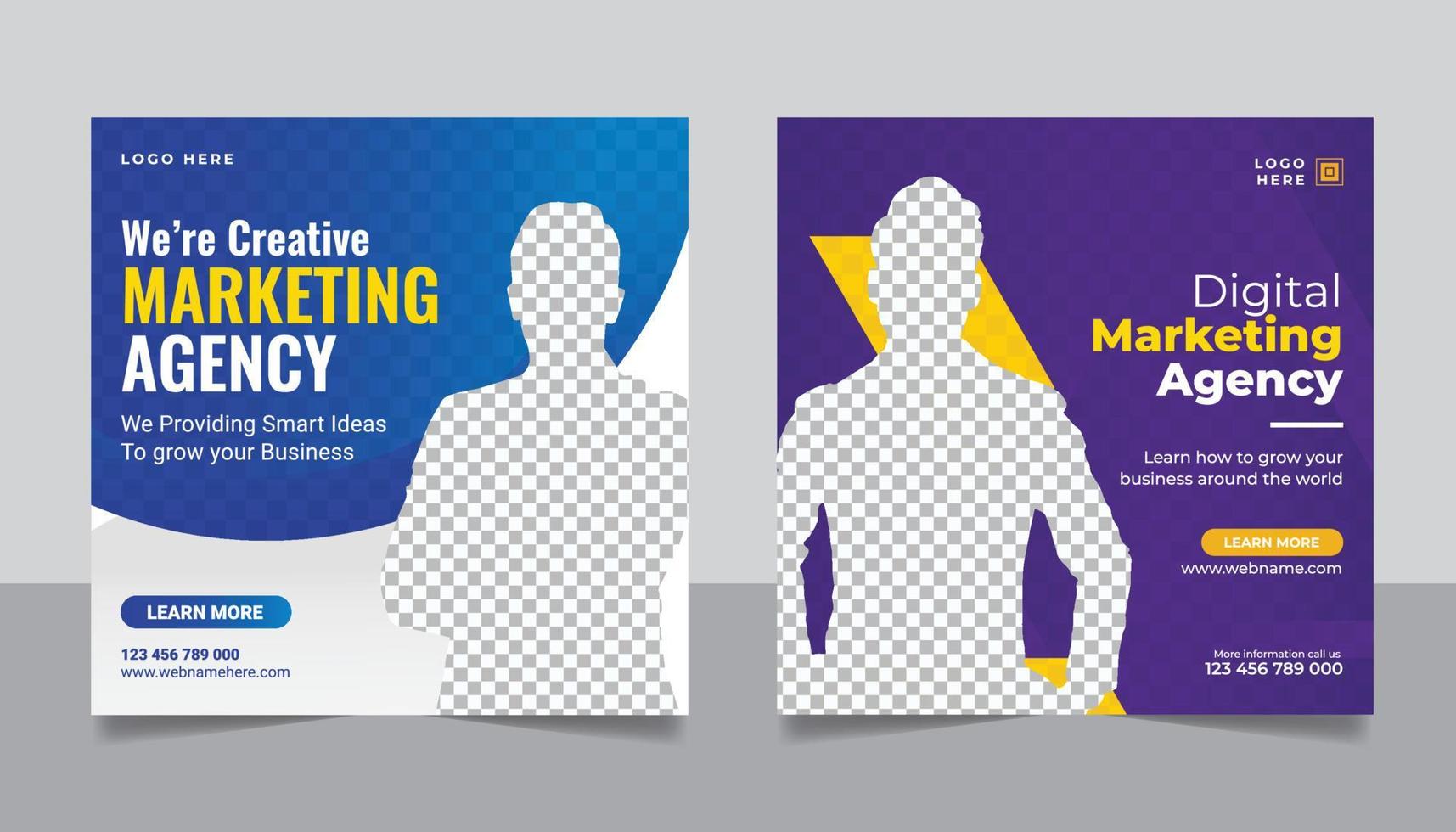 Digital marketing agency online webinar or corporate social media post web banner template vector
