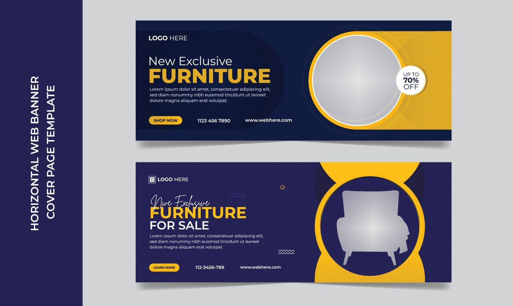 Furniture cover page and web banner design template vector