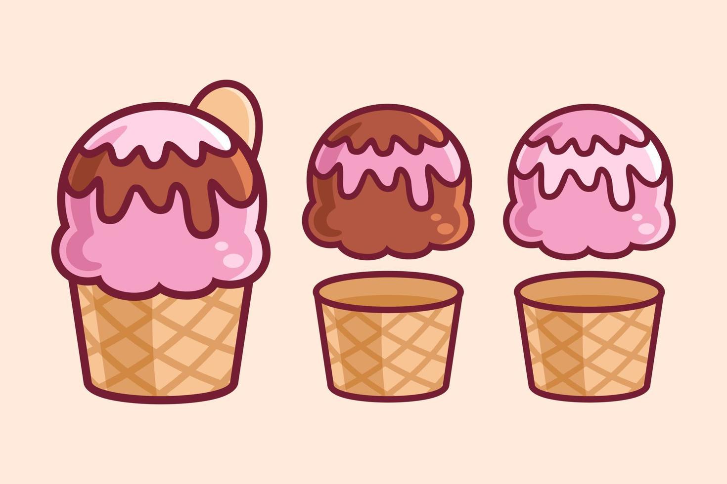 dibujos animados de helado delicioso topping vector