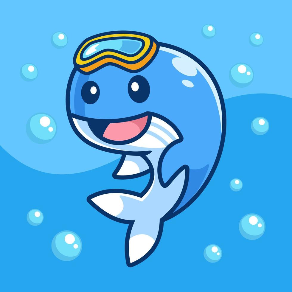 Whale Cartoon Diving in Water 5131802 Vector Art at Vecteezy