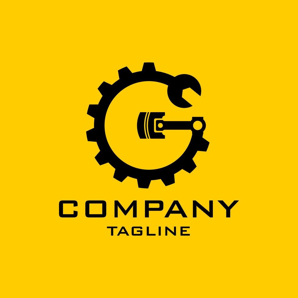 G garage service logo. gear logo, wrench logo, piston logo. design vintage vector