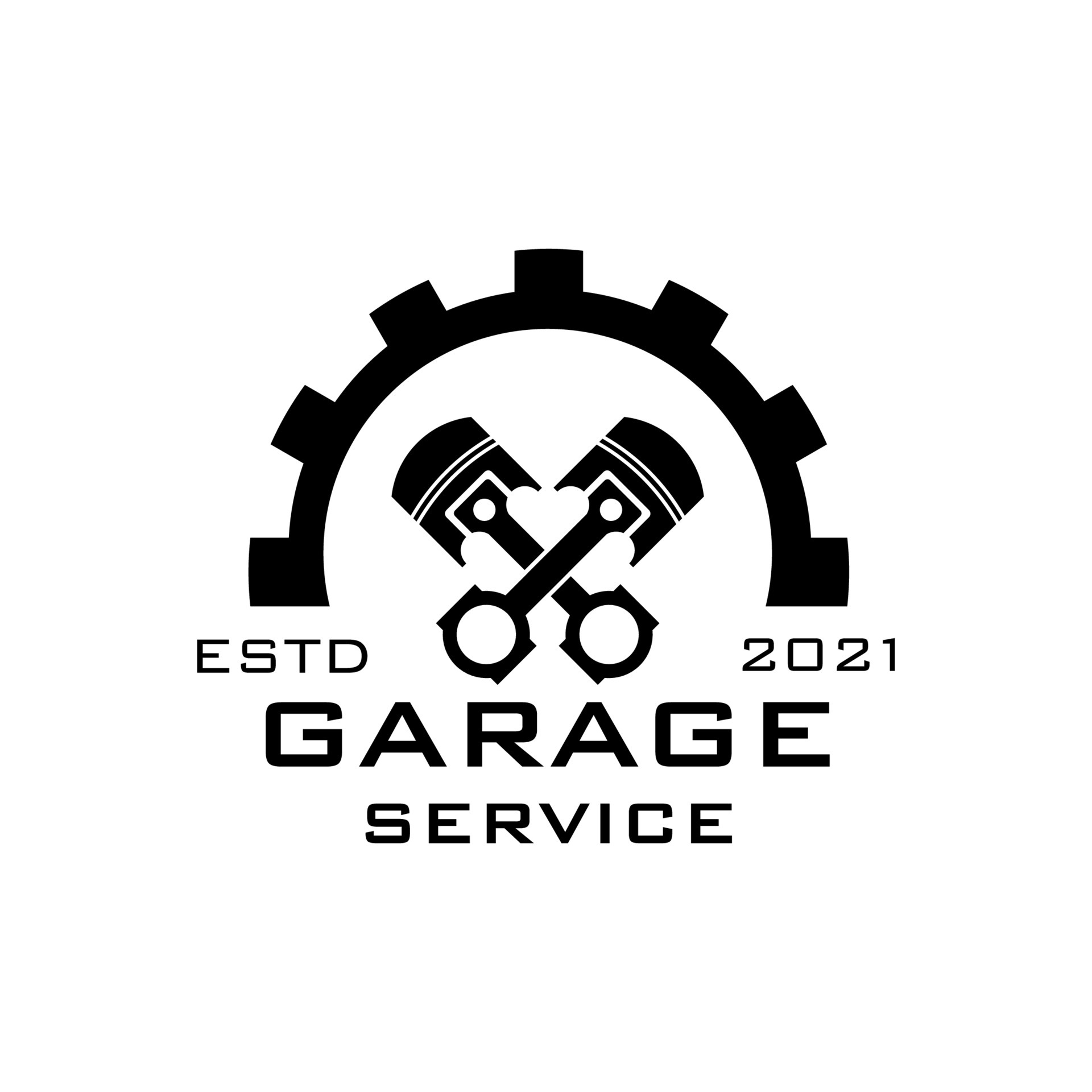 Logo Repair service. garage service. gear and piston. auto emblem. logo  vector vintage 5131855 Vector Art at Vecteezy