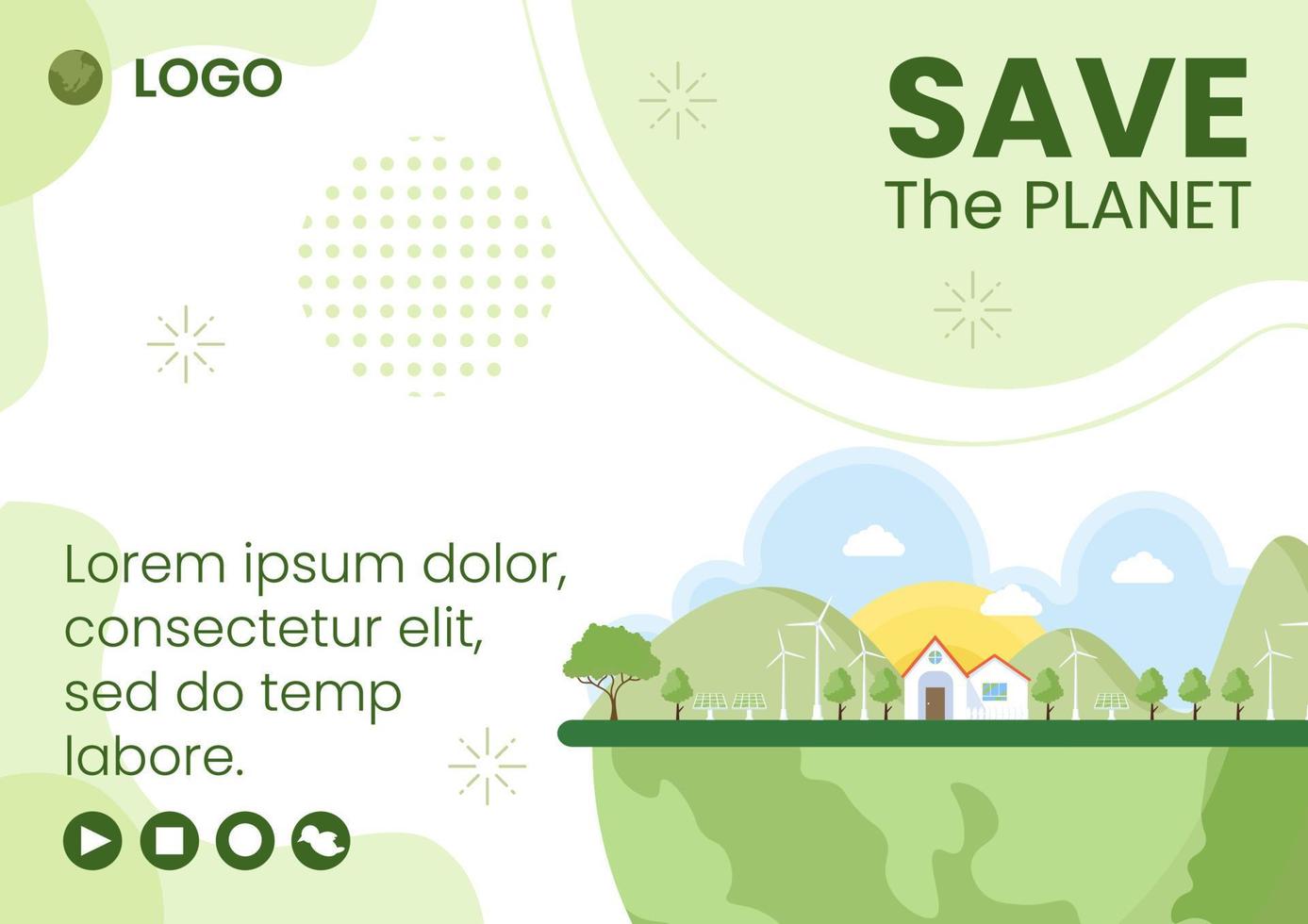 Save Planet Earth Brochure Template Flat Design Environment With Eco Friendly Editable Illustration Square Background to Social Media or Greeting Card vector